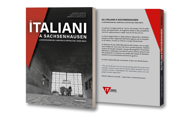 Libro e quarta di copertina gli italiani a sachsenhausen, il campo di concentramento di Berlino.